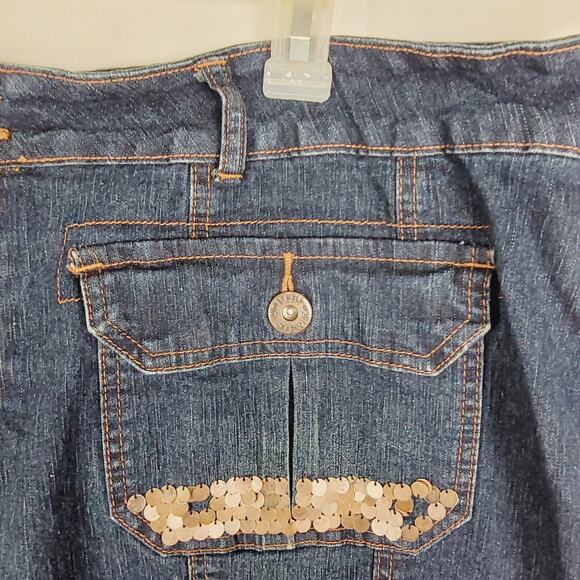 Ashley Stewart blue pleated sequin accent denim skirt Size 24 western glam - Picture 4 of 8